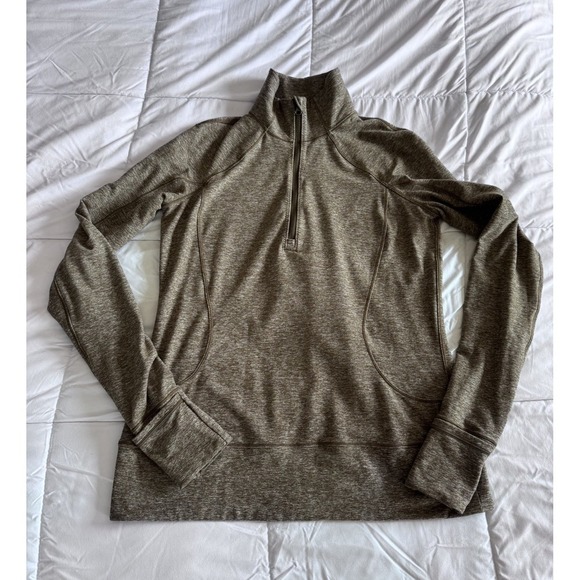 Lululemon Rush Hour Womens 8 Half Zip Pullover Heathered Military Green EUC - Picture 1 of 14